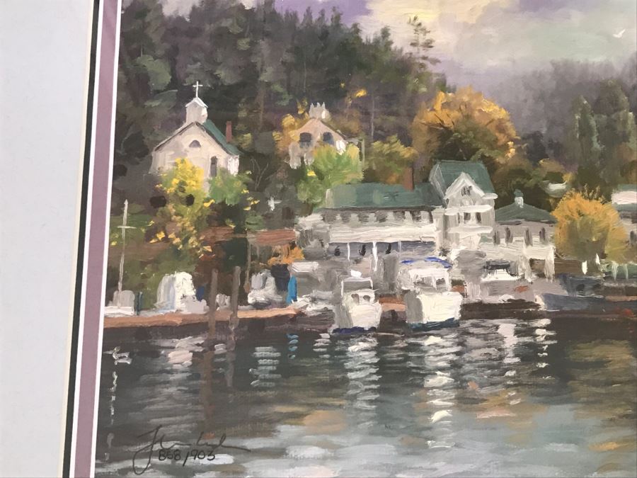 Limited Edition Signed Thomas Kinkade Print Titled Roche Harbor 858 Of 903 [Photo 7]