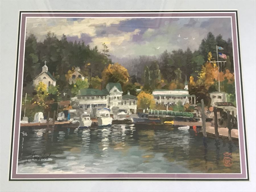 Limited Edition Signed Thomas Kinkade Print Titled Roche Harbor 858 Of 903 [Photo 4]