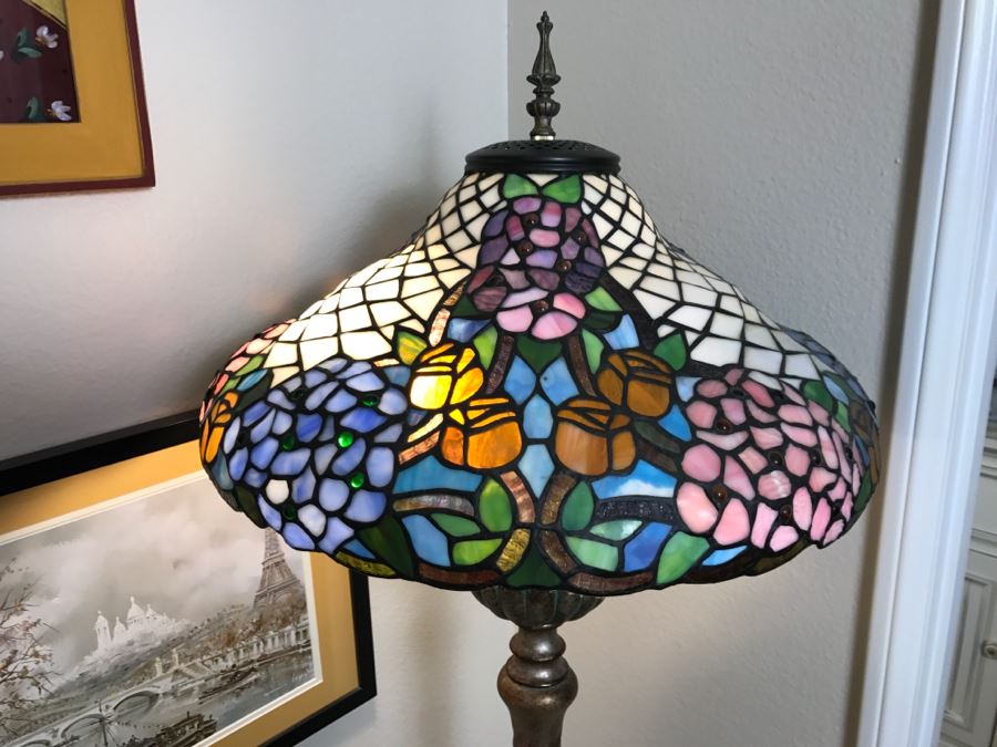 Pair Of Stained Glass Floor Lamps