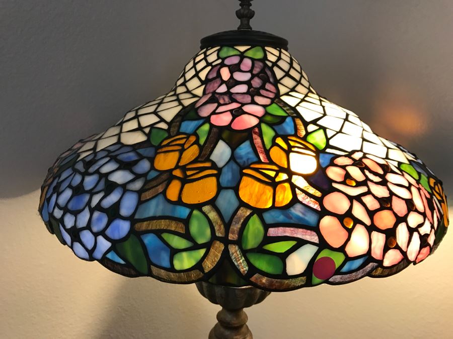 Pair Of Stained Glass Floor Lamps