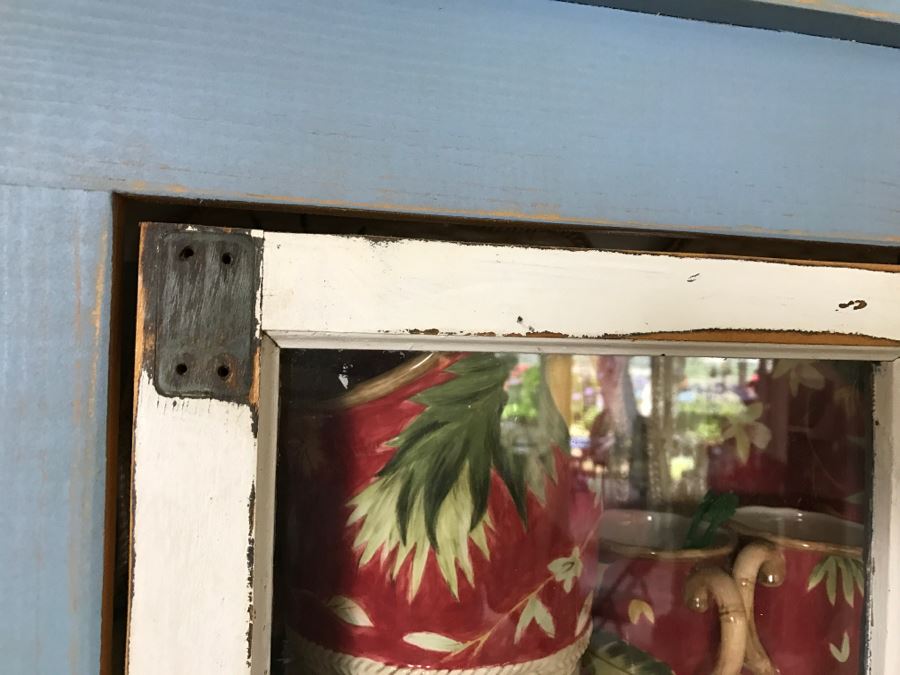 Shabby Chic Corner Curio Cabinet Light Blue And White [Photo 5]