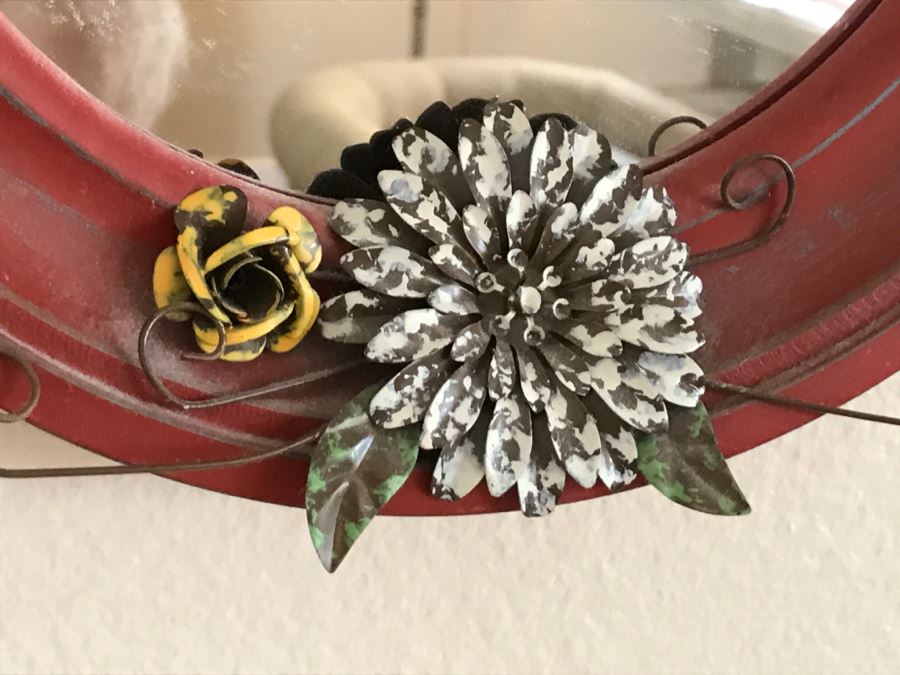 Pair Of Metal Wall Mirrors With Floral Motif [Photo 5]