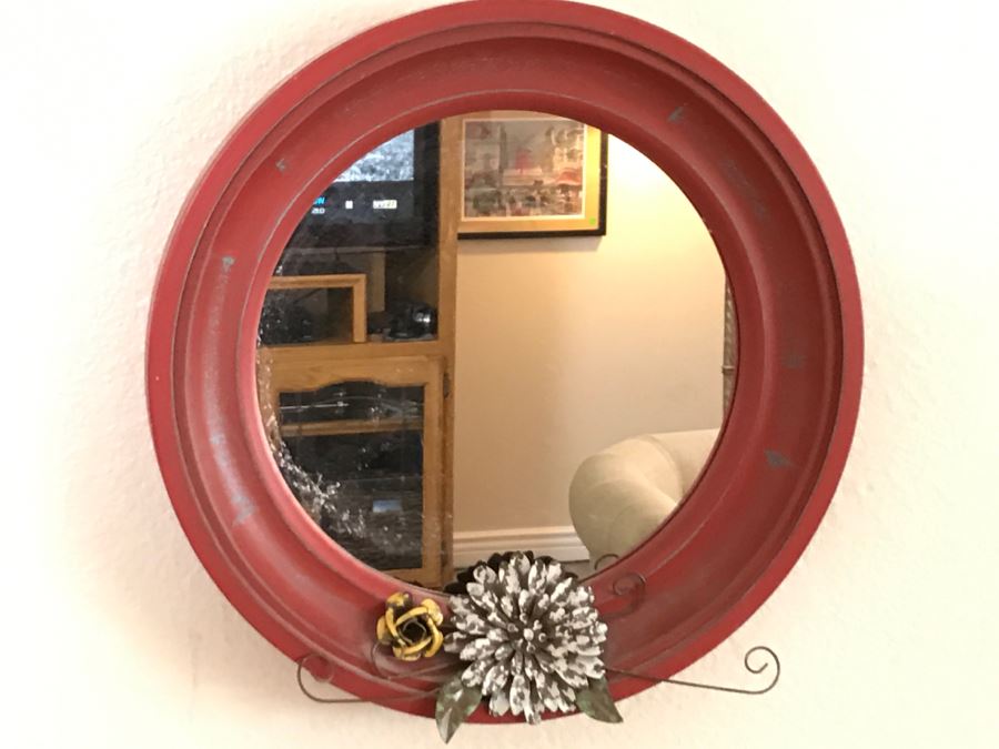 Pair Of Metal Wall Mirrors With Floral Motif [Photo 4]