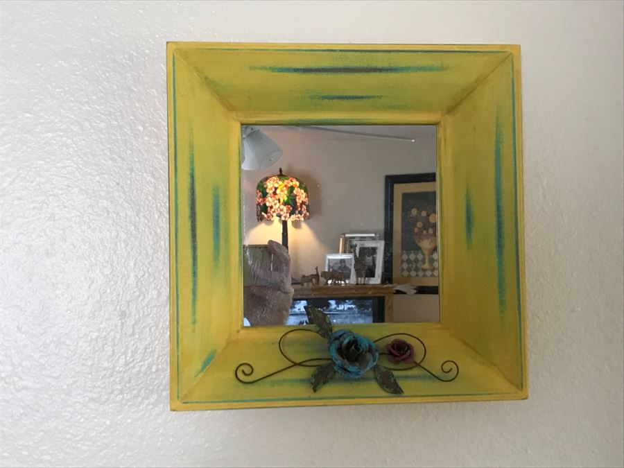 Pair Of Metal Wall Mirrors With Floral Motif [Photo 2]