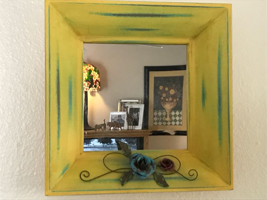 Pair Of Metal Wall Mirrors With Floral Motif [Photo 3]