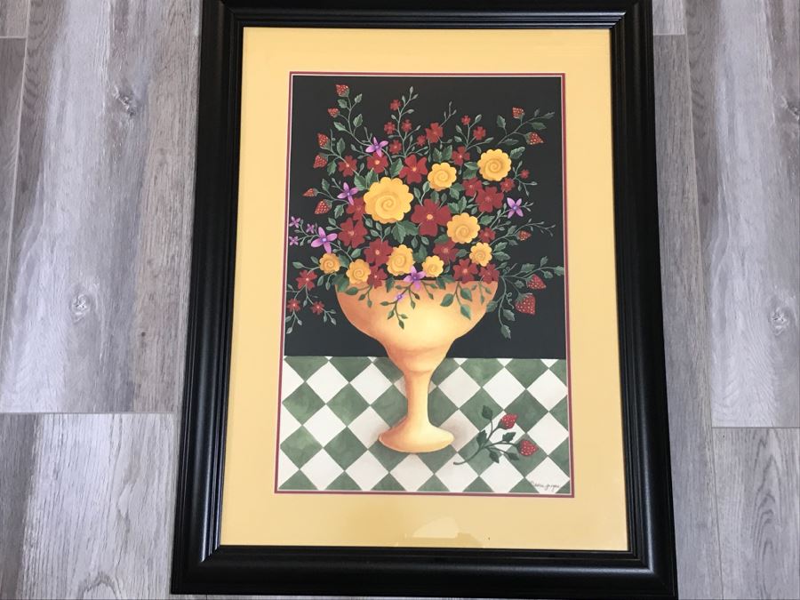 Framed Debbie Grogan Print Titled Flowers In Vase [Photo 1]