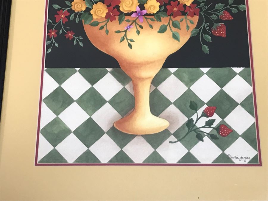 Framed Debbie Grogan Print Titled Flowers In Vase [Photo 4]