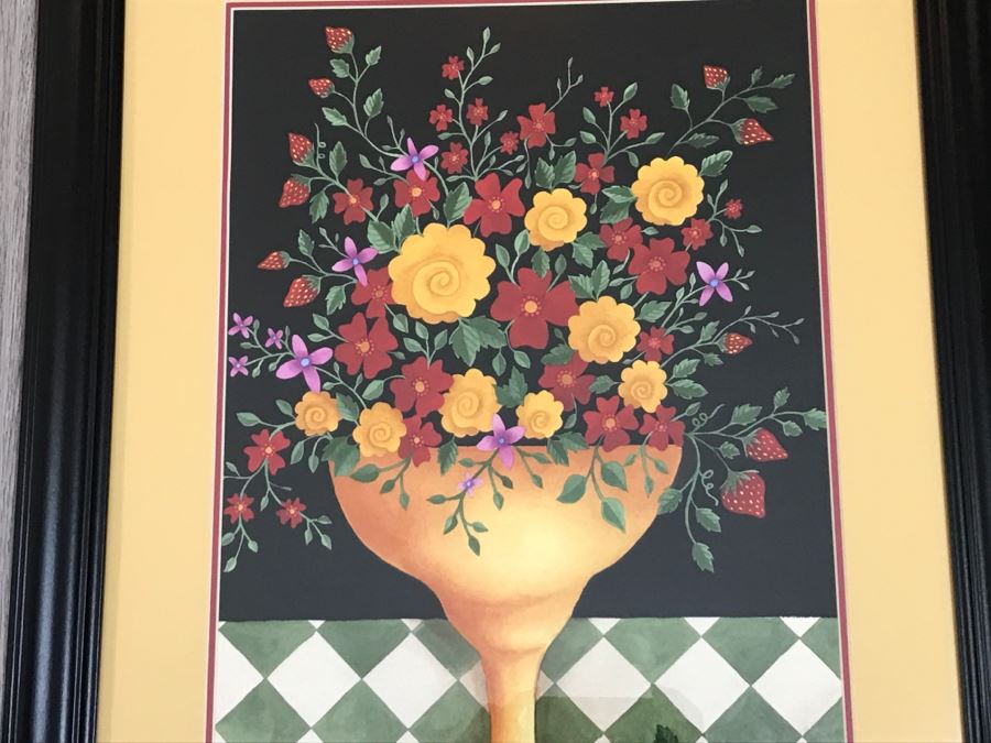 Framed Debbie Grogan Print Titled Flowers In Vase [Photo 3]