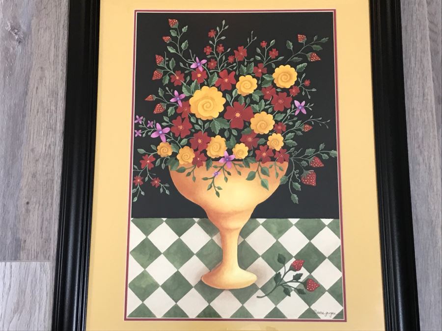 Framed Debbie Grogan Print Titled Flowers In Vase [Photo 2]