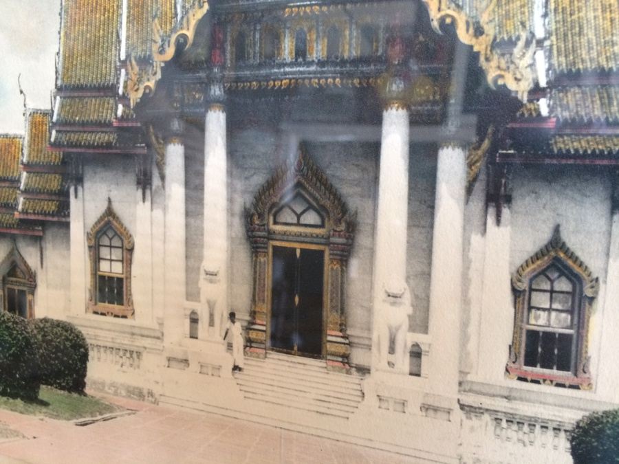 1933 Hand-Painted B&W Photograph Bangkok's Famous Marble Temple [Photo 2]