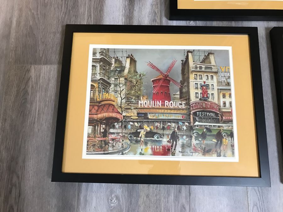 Set Of (3) Framed Paris Prints By Maurice Legendre Featuring Eifel Tower And Moulin Rouge [Photo 2]