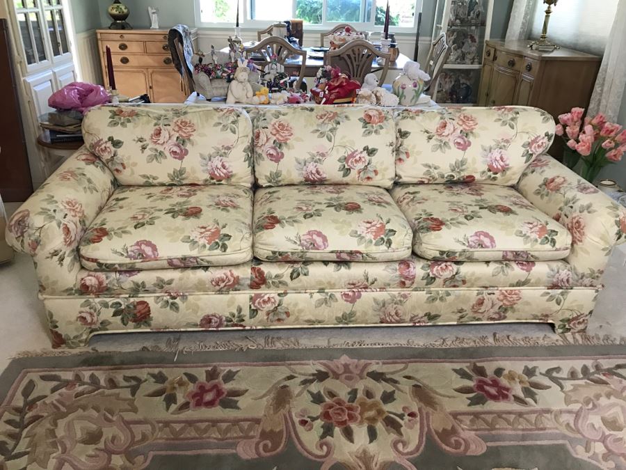 Upholstered Sofa With Floral Pattern [Photo 1]