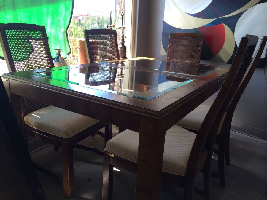 Lane Dining Table with 6 Cane Chairs