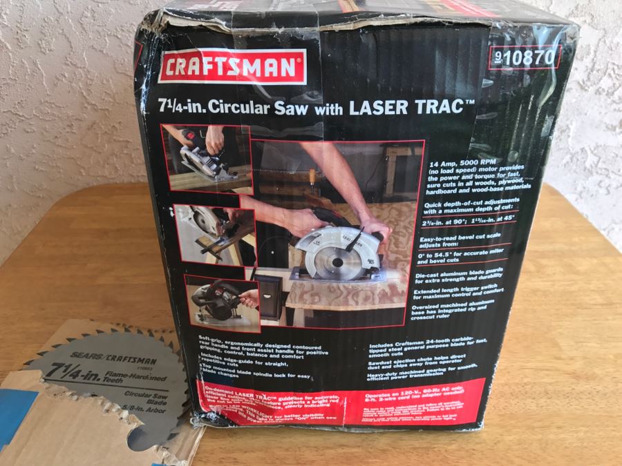 Craftsman 7 1/4 In Circular Saw With Laser Trac And Extra Blade Appears Never Used [Photo 7]