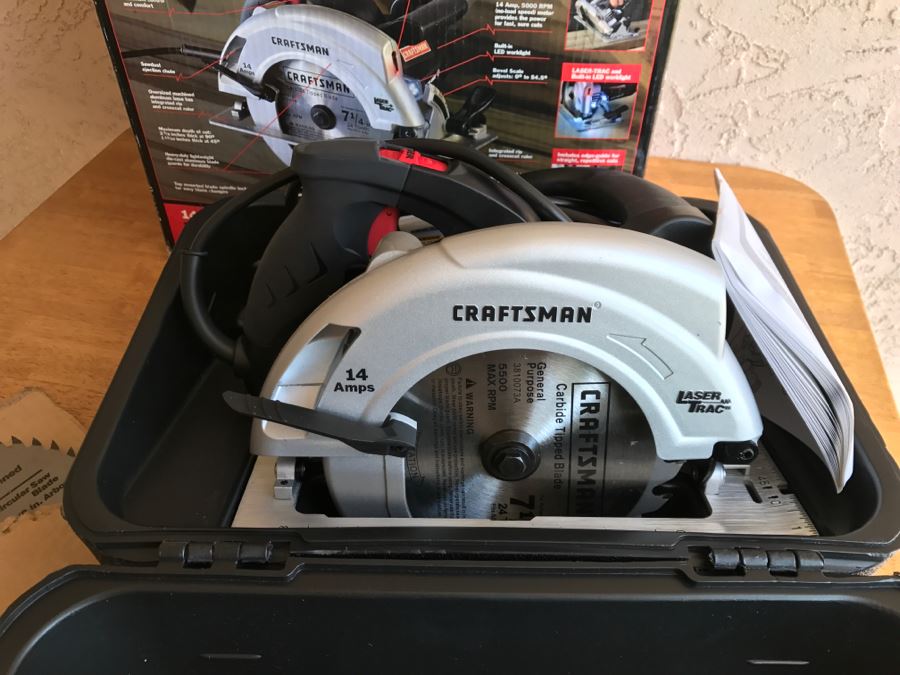 Craftsman 7 1/4 In Circular Saw With Laser Trac And Extra Blade Appears Never Used [Photo 1]