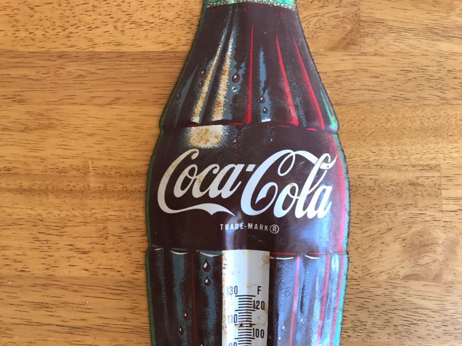 Vintage Coke Advertising Metal Litho Thermometer That's Missing Glass Thermometer [Photo 5]