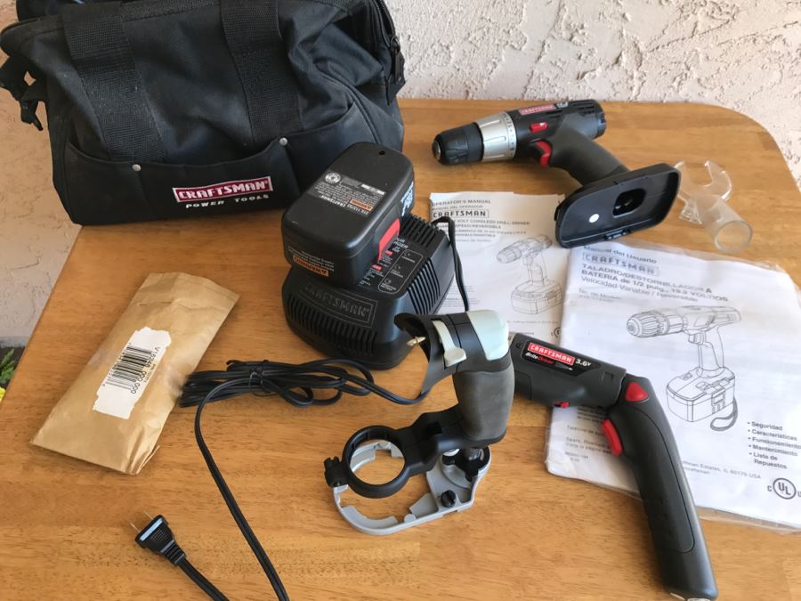Pair Of Craftsman Cordless Drill-Drivers With Bag And Charger