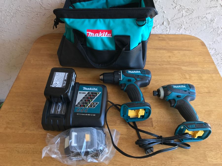 Pair Of Makita Cordless Drill-Drivers With Bag And Charger Appears Never Used [Photo 2]