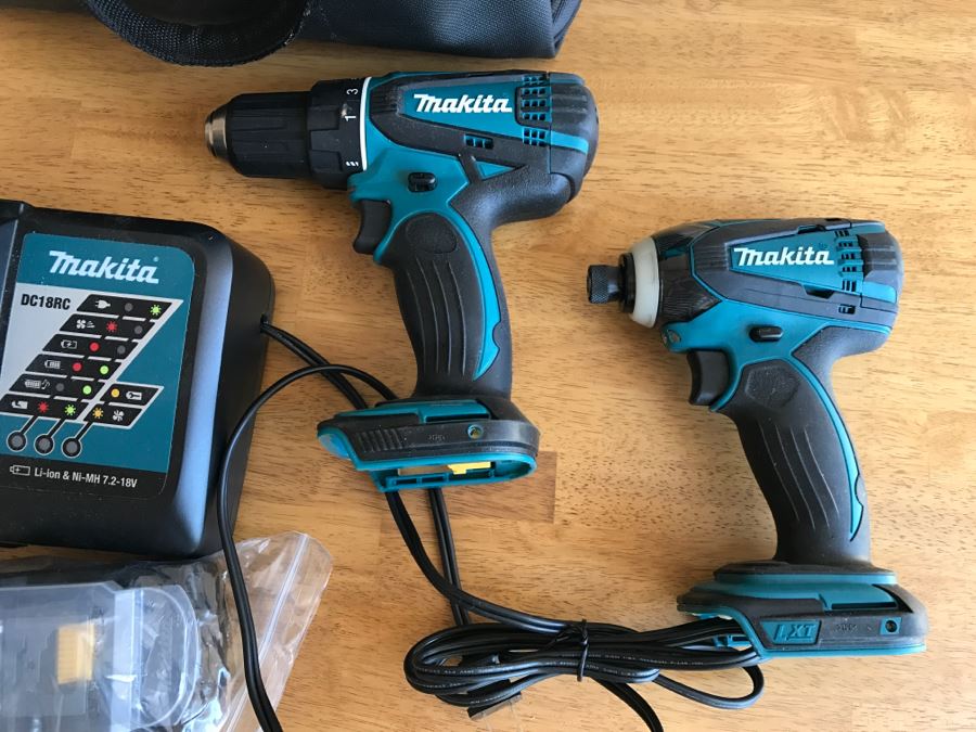 Pair Of Makita Cordless Drill-Drivers With Bag And Charger Appears Never Used [Photo 7]
