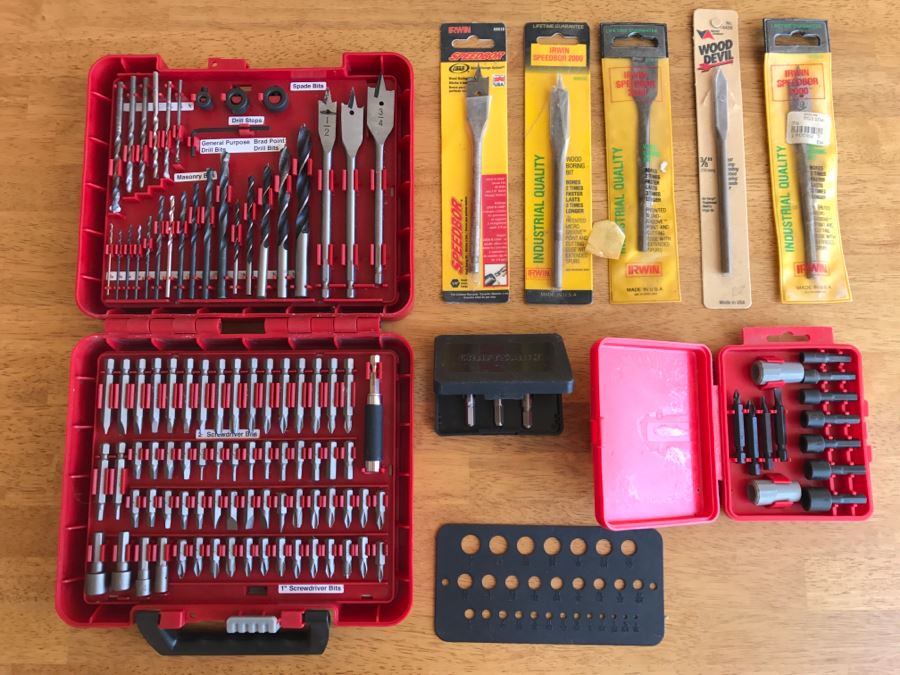 Large Red (On Left) Craftsman Tool Bit And Screwdriver Kit With Case And Various Bits