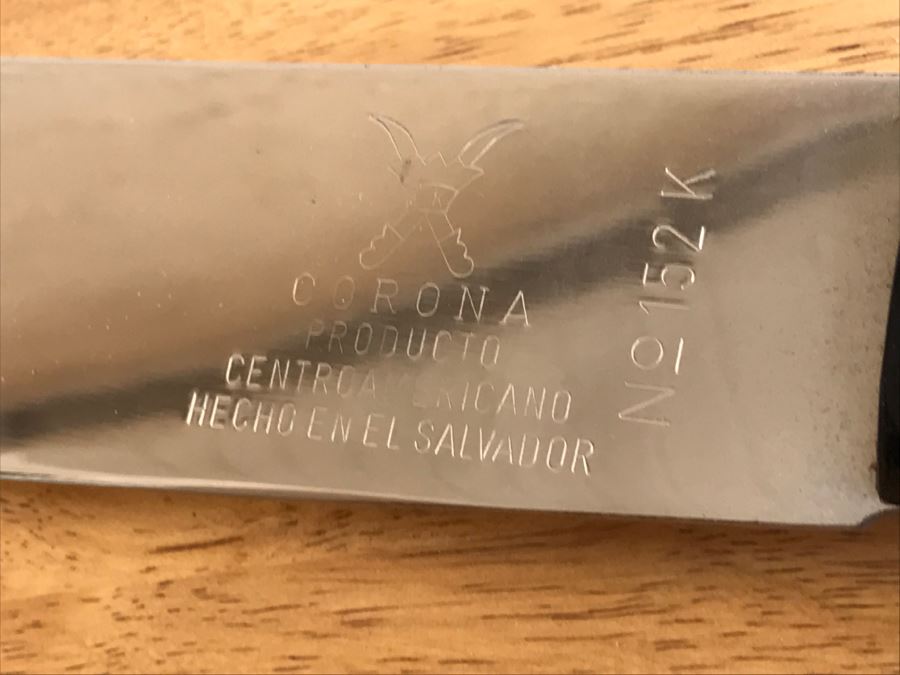 Vintage Corona No. 152K Machete Knife Made El Salvador With Leather Sheath [Photo 8]