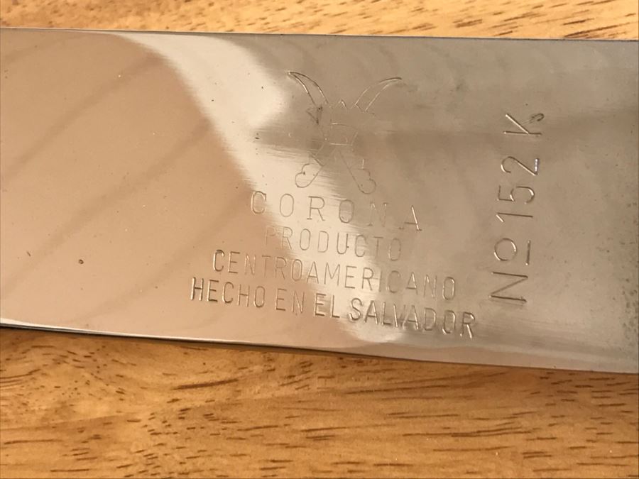 Vintage Corona No. 152K Machete Knife Made El Salvador With Leather Sheath [Photo 7]