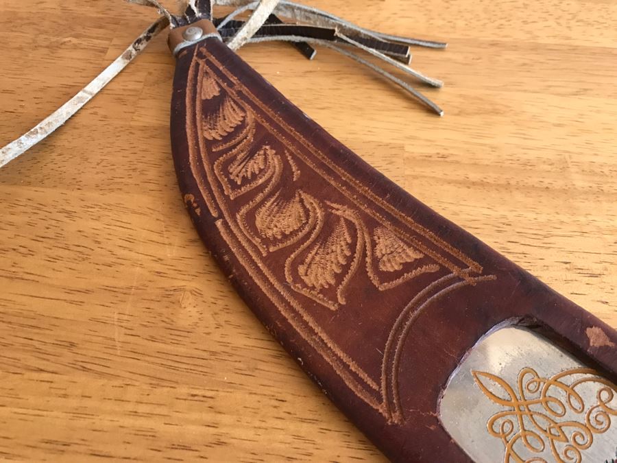 Vintage Corona No. 152K Machete Knife Made El Salvador With Leather Sheath [Photo 5]