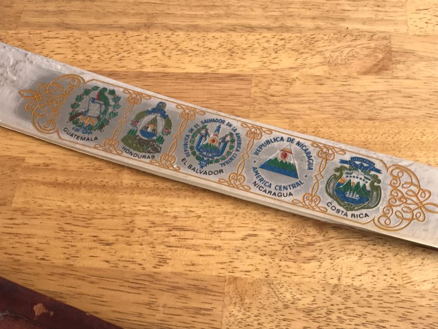 Vintage Corona No. 152K Machete Knife Made El Salvador With Leather Sheath [Photo 9]