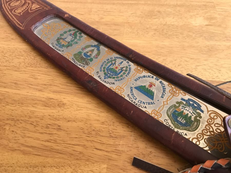 Vintage Corona No. 152K Machete Knife Made El Salvador With Leather Sheath [Photo 4]