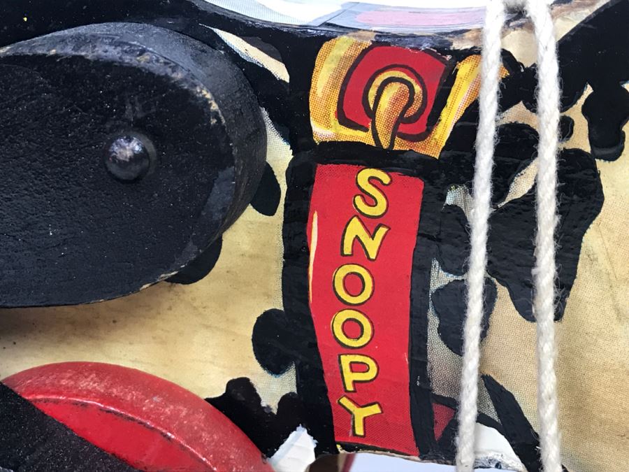 Vintage Fisher Price Toys Wooden Hand Painted 'SNOOPY' Dog Pull Toy 180 [Photo 11]