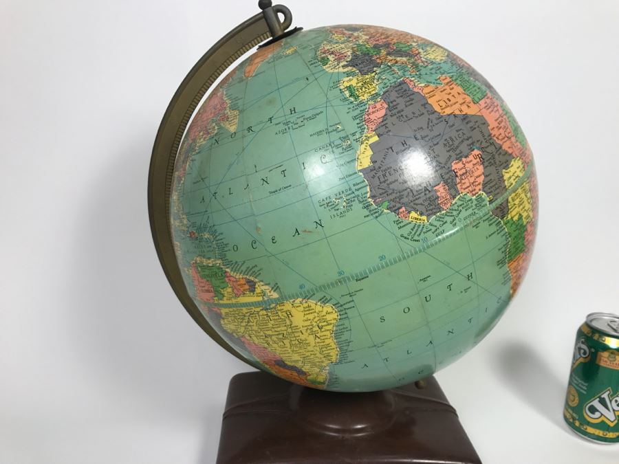 Vintage 1956 Replogle 12' Globe With Book Sleeve Built Into Stand And ...