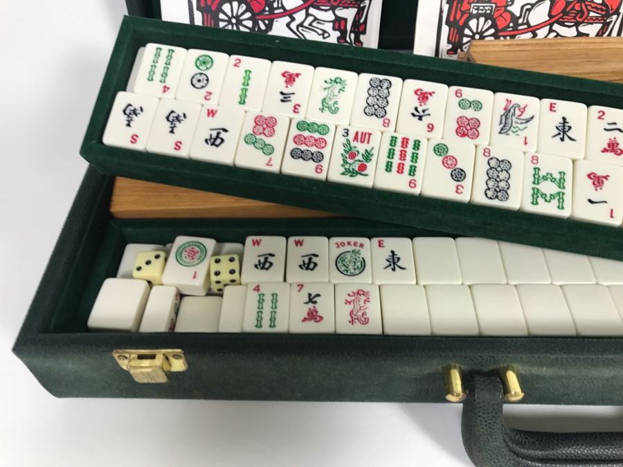 Mah-Jongg Game With Tiles, Instruction Books, Carrying Case And Custom Wooden Tile Stands [Photo 5]