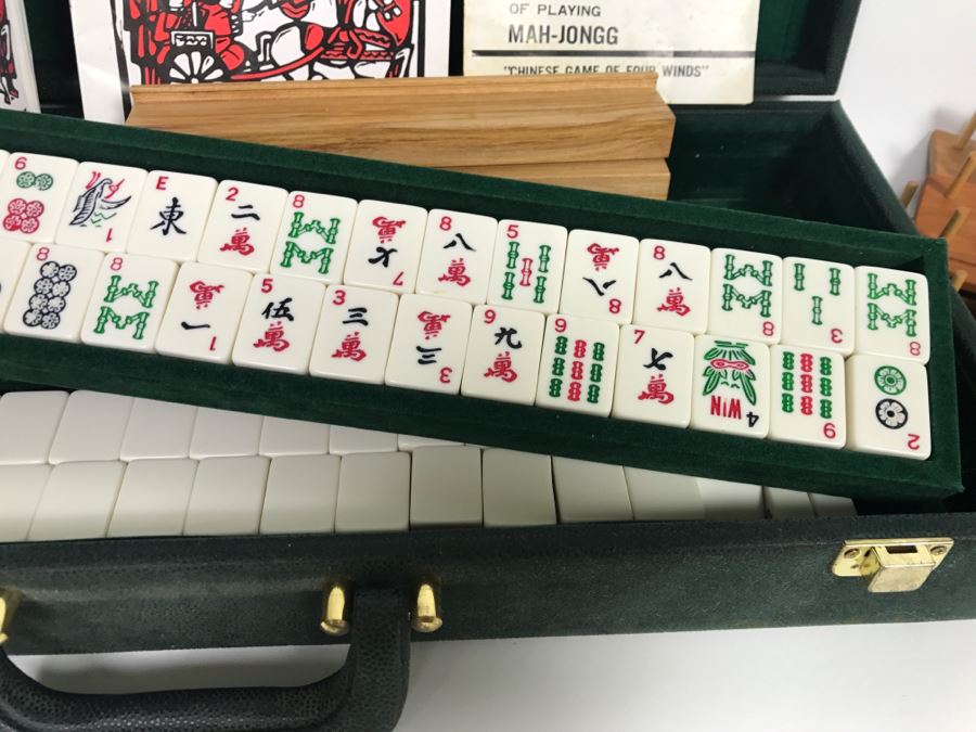 Mah-Jongg Game With Tiles, Instruction Books, Carrying Case And Custom Wooden Tile Stands [Photo 6]
