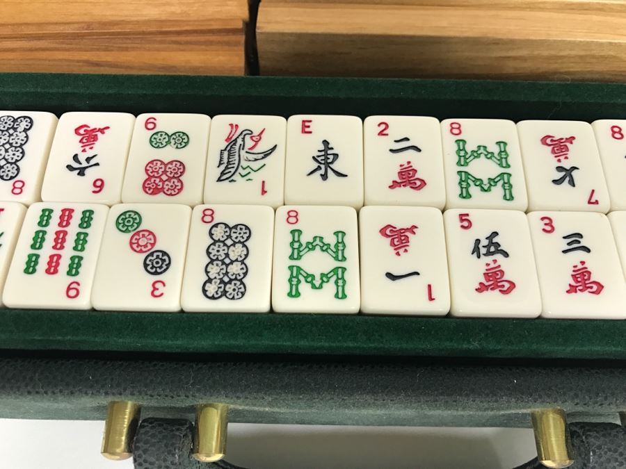 Mah-Jongg Game With Tiles, Instruction Books, Carrying Case And Custom Wooden Tile Stands [Photo 4]