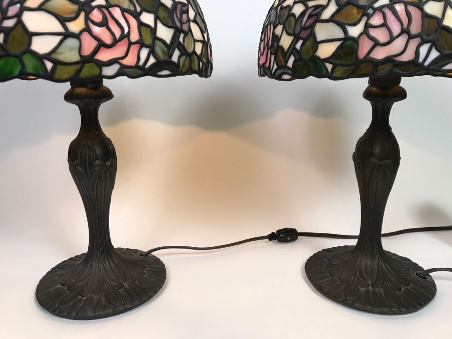 Pair Of Stained Glass Table Lamps [Photo 4]