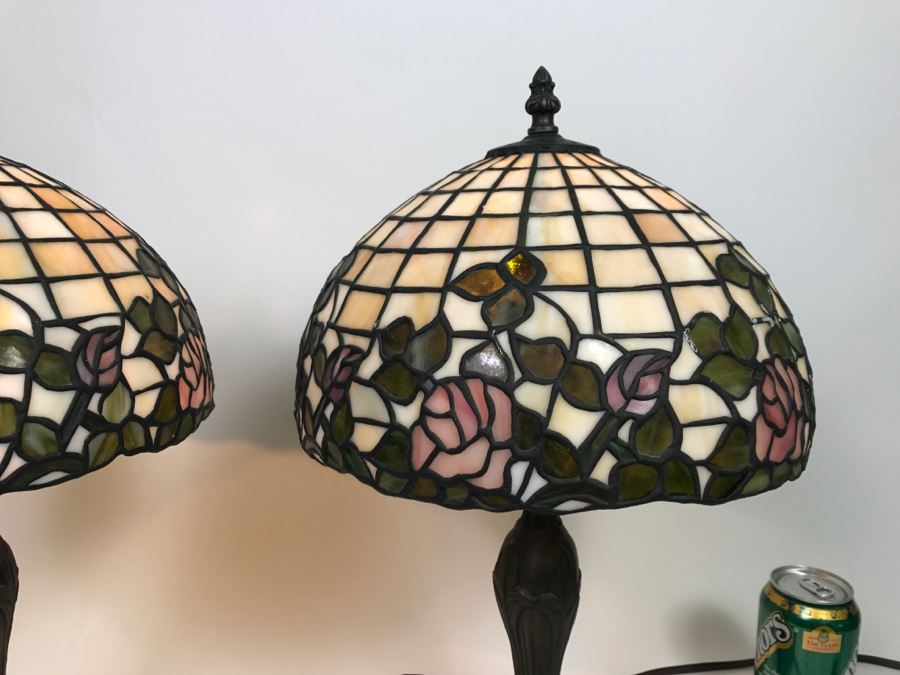 Pair Of Stained Glass Table Lamps [Photo 3]