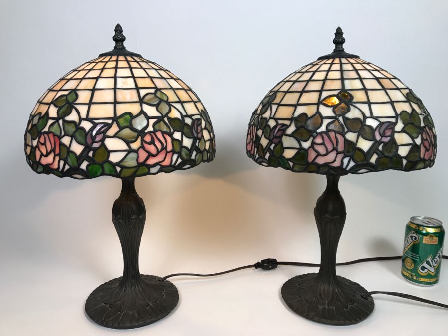 Pair Of Stained Glass Table Lamps [Photo 1]
