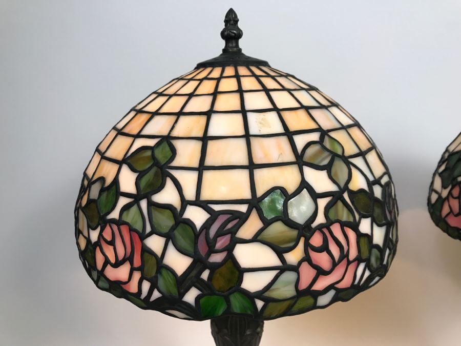 Pair Of Stained Glass Table Lamps [Photo 2]