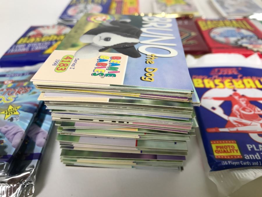 Large Lot Of Mostly Unopened Baseball Card Packs And Beanie Babies Collectors Cards Topps Fleer Donruss Score [Photo 11]