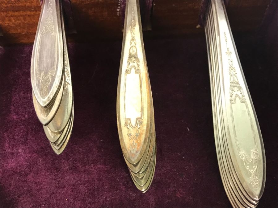 Several Patterns Of Silverplate Flatware 1847 Rogers Bros Court With 1847 Rogers Bros Silverware Box [Photo 9]