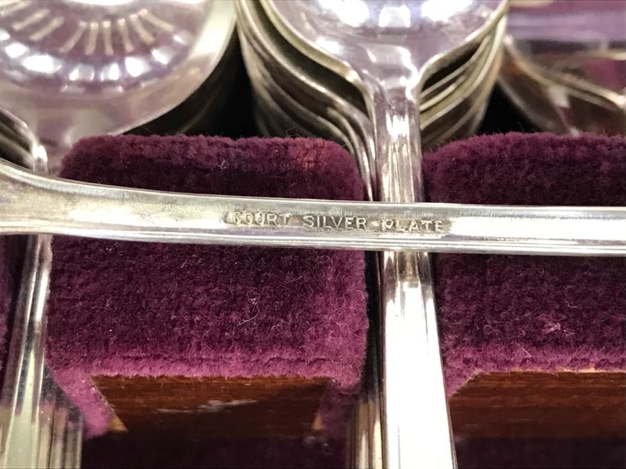 Several Patterns Of Silverplate Flatware 1847 Rogers Bros Court With 1847 Rogers Bros Silverware Box [Photo 11]