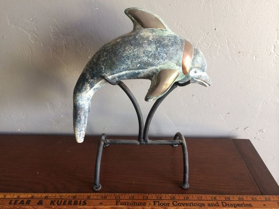 Decorative Metal/Copper Dolphin with Stand