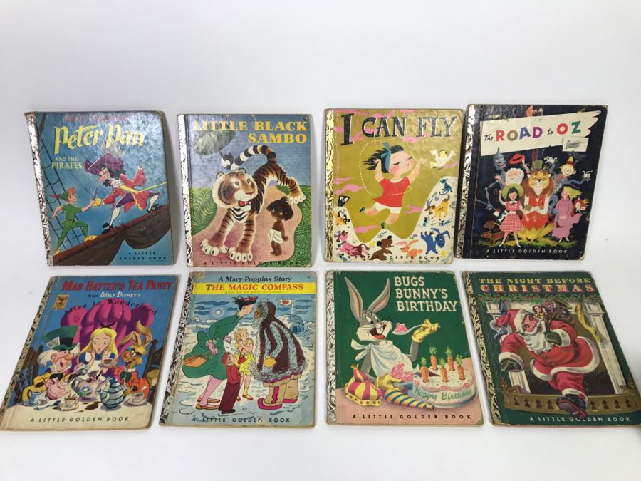 (8) Vintage 1940's And 50's Little Golden Books Including Peter Pan, Little Black Sambo, The Road To Oz, Mad Hatter's Tea Party, Mary Poppins Story The Magic Compass  - See Photos [Photo 2]