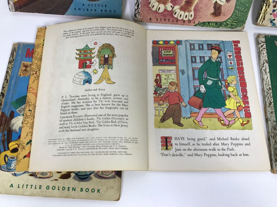 (8) Vintage 1940's And 50's Little Golden Books Including Peter Pan, Little Black Sambo, The Road To Oz, Mad Hatter's Tea Party, Mary Poppins Story The Magic Compass  - See Photos [Photo 16]