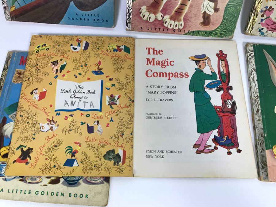 (8) Vintage 1940's And 50's Little Golden Books Including Peter Pan, Little Black Sambo, The Road To Oz, Mad Hatter's Tea Party, Mary Poppins Story The Magic Compass  - See Photos [Photo 15]