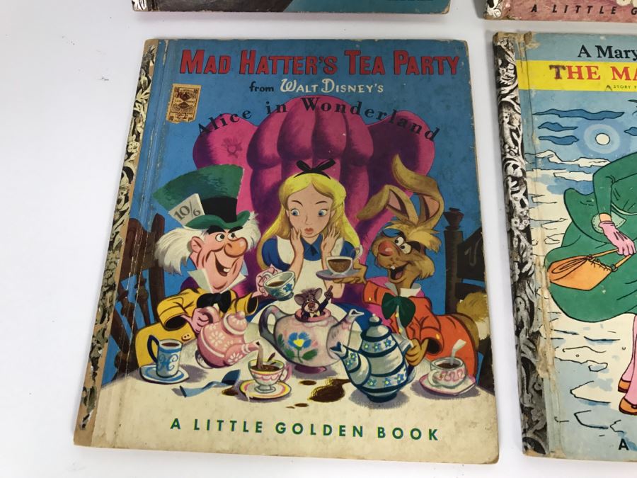 (8) Vintage 1940's And 50's Little Golden Books Including Peter Pan, Little Black Sambo, The Road To Oz, Mad Hatter's Tea Party, Mary Poppins Story The Magic Compass  - See Photos [Photo 10]