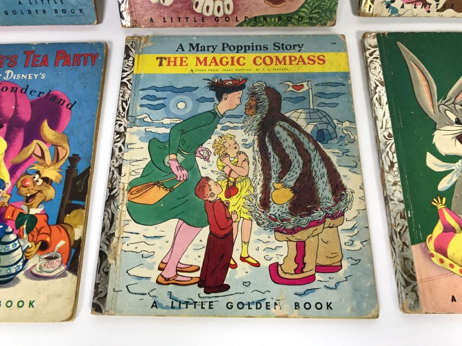 (8) Vintage 1940's And 50's Little Golden Books Including Peter Pan, Little Black Sambo, The Road To Oz, Mad Hatter's Tea Party, Mary Poppins Story The Magic Compass  - See Photos [Photo 9]