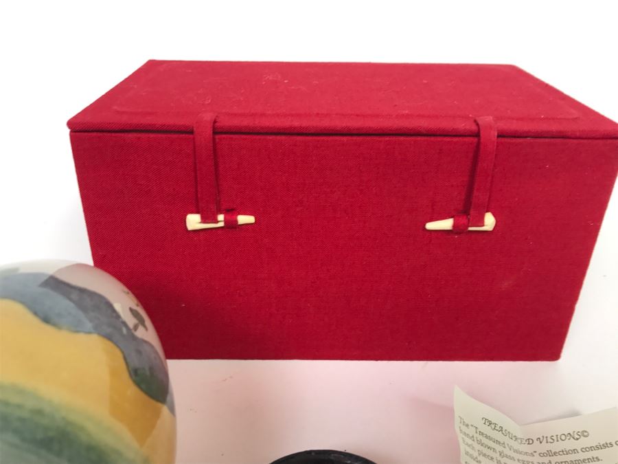 Hand Blown Glass Egg With Wooden Stand S. McAllister [Photo 11]