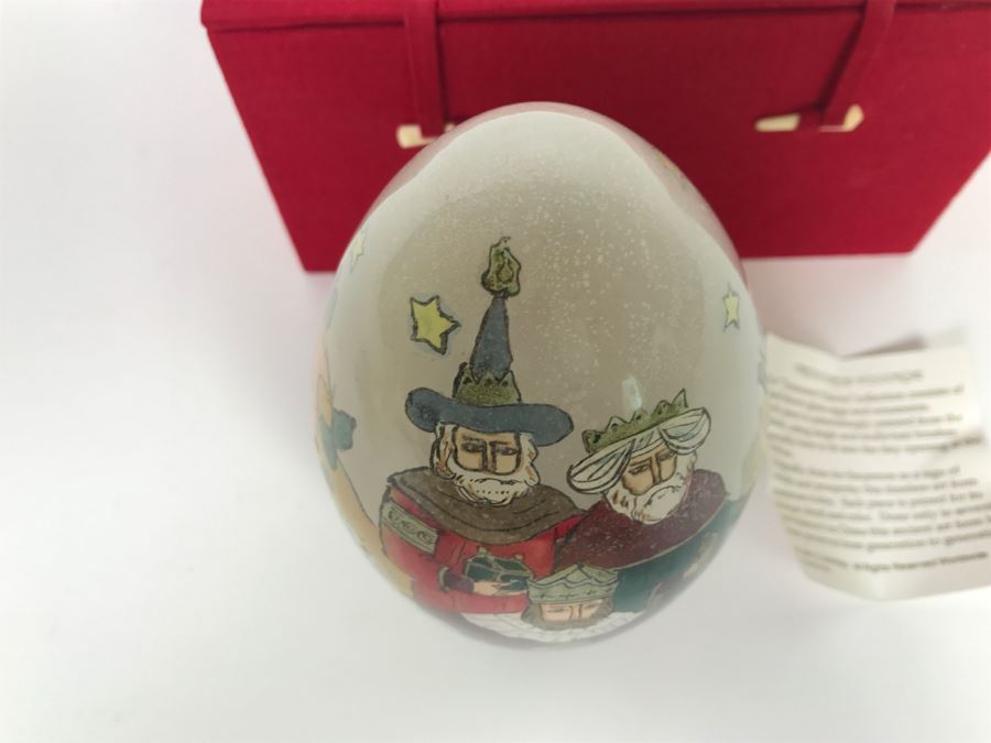 Hand Blown Glass Egg With Wooden Stand S. McAllister [Photo 3]