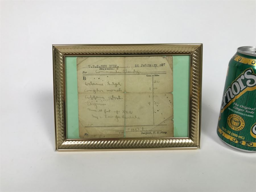 Vintage 1927 U.S.S. New York U.S Navy RX Doctor's Prescription For Commander Serving On Ship [Photo 3]